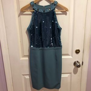 Elie Tahari Teal Sequin Dress Size 4